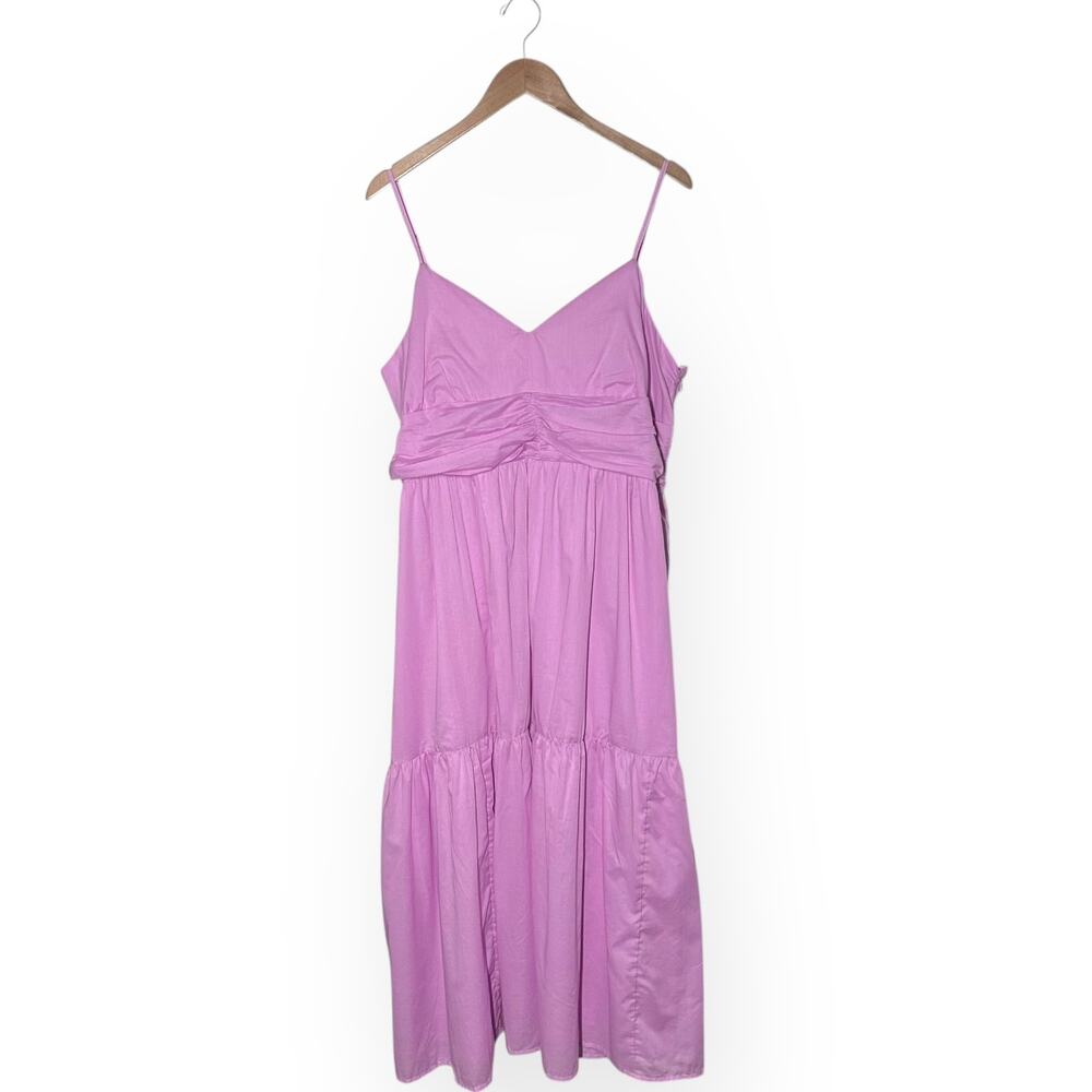 New $160 BANANA REPUBLIC Strappy Voile Midi Tiered Dress Pink Cocktail Wedding - Picture 10 of 14